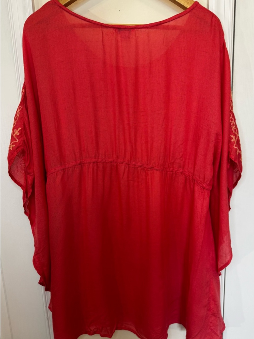 Sundance Salmon Cover Tunic with yellow Floral Embroidery - Picture 4 of 4
